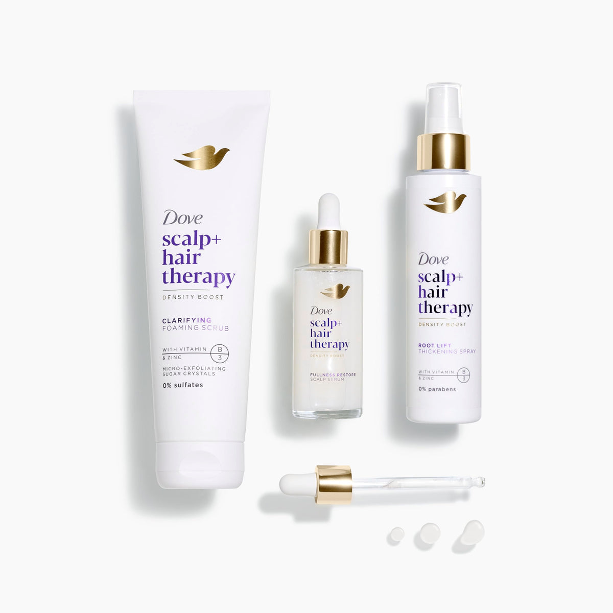 Dove mist texture on hair strands adding visible lift and touchable body