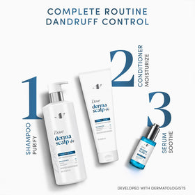 Dove applying product to scalp during wash, soothes and reduces flakes