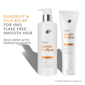 Dove Derma Scalp before and after scalp view showing reduced flakes