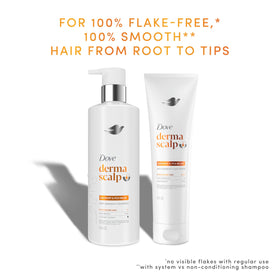 Coconut piece near Dove Derma Scalp bottle highlighting coconut essence for fresh scent