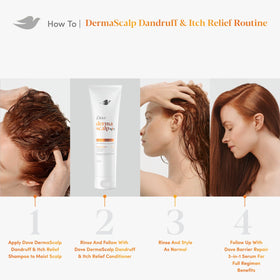 Dove Derma Scalp conditioner on hand demonstrating easy application and hydration