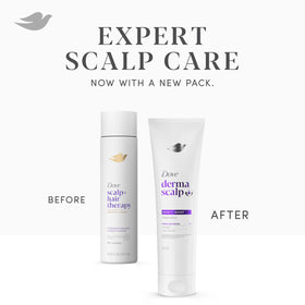 Side-by-side Dove before and after hair look showing fuller-looking volume benefit