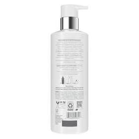 Dove Derma Scalp pump and label highlighting easy dispensing and clear use