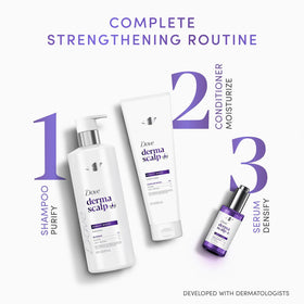 Dove Derma Scalp duo in shower showing how to use and rinse benefit