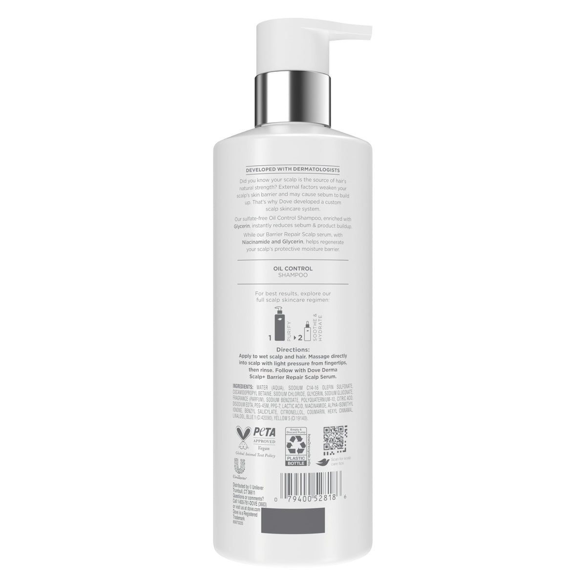 Dove bottle pump top close-up highlighting easy dispensing benefit