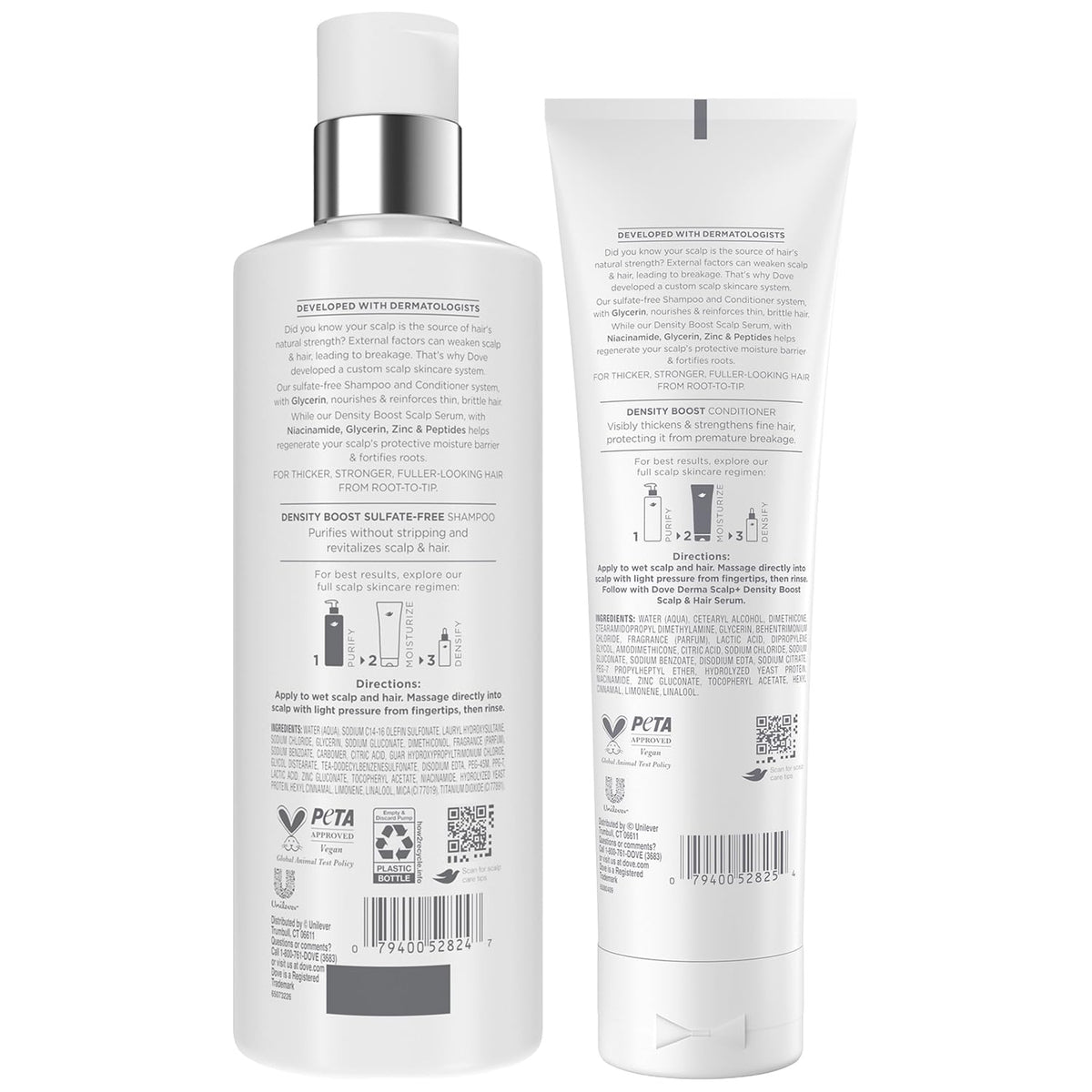 Dove Derma Scalp shampoo pump close-up highlighting easy-dispense and non-drip benefit