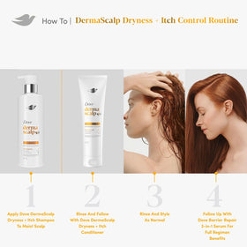 Dove DermaCare shampoo and conditioner side by side for routine