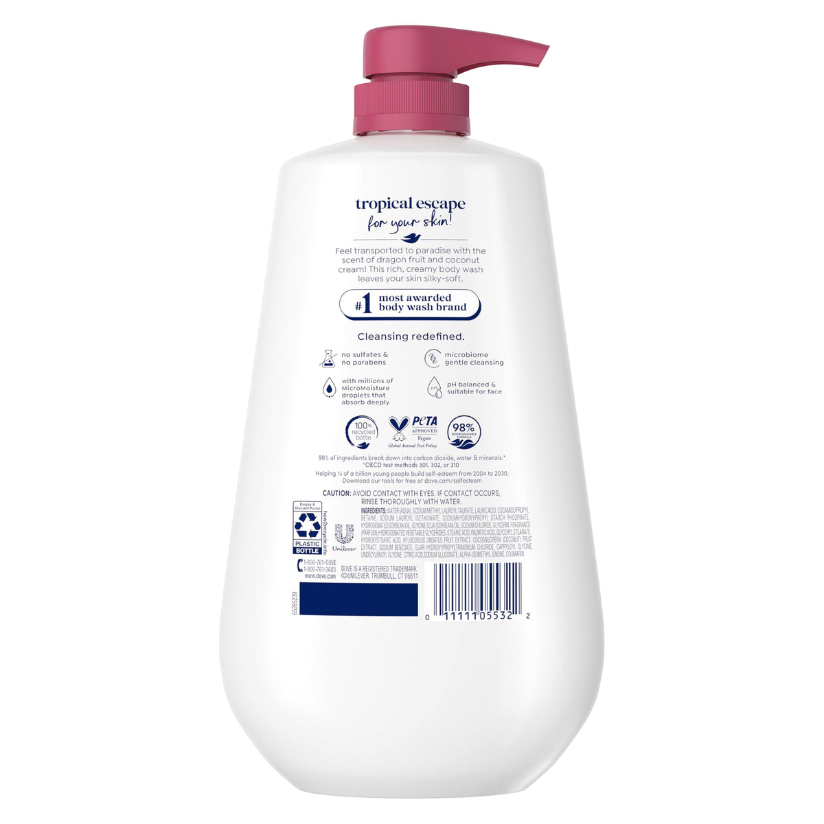 Dove pump close-up highlighting easy-dispense and controlled moisturizing dosage