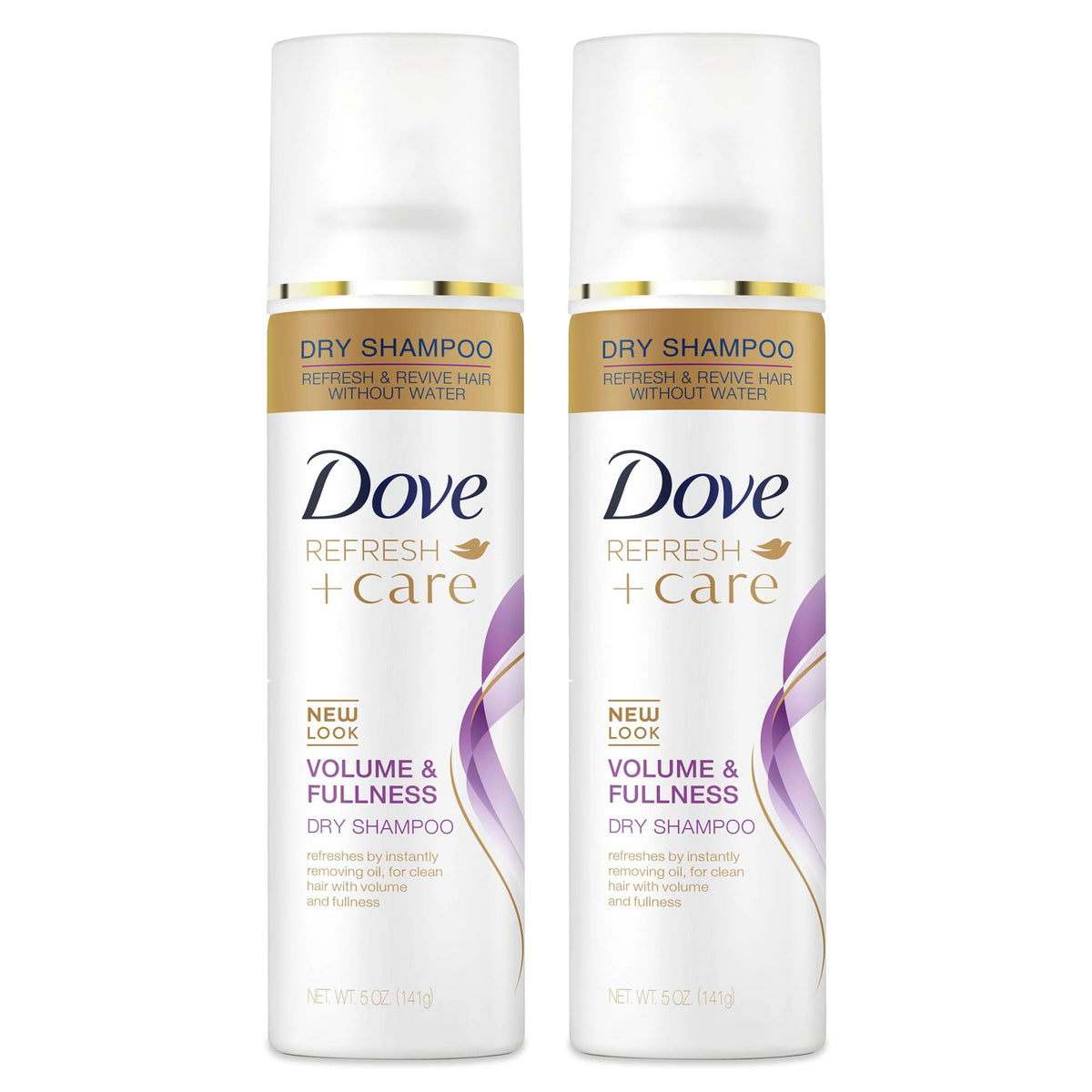 Dove dry shampoo front packaging showing label and size, quick refresh benefit