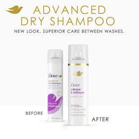Dove dry shampoo root application closeup, visible lift and immediate volume