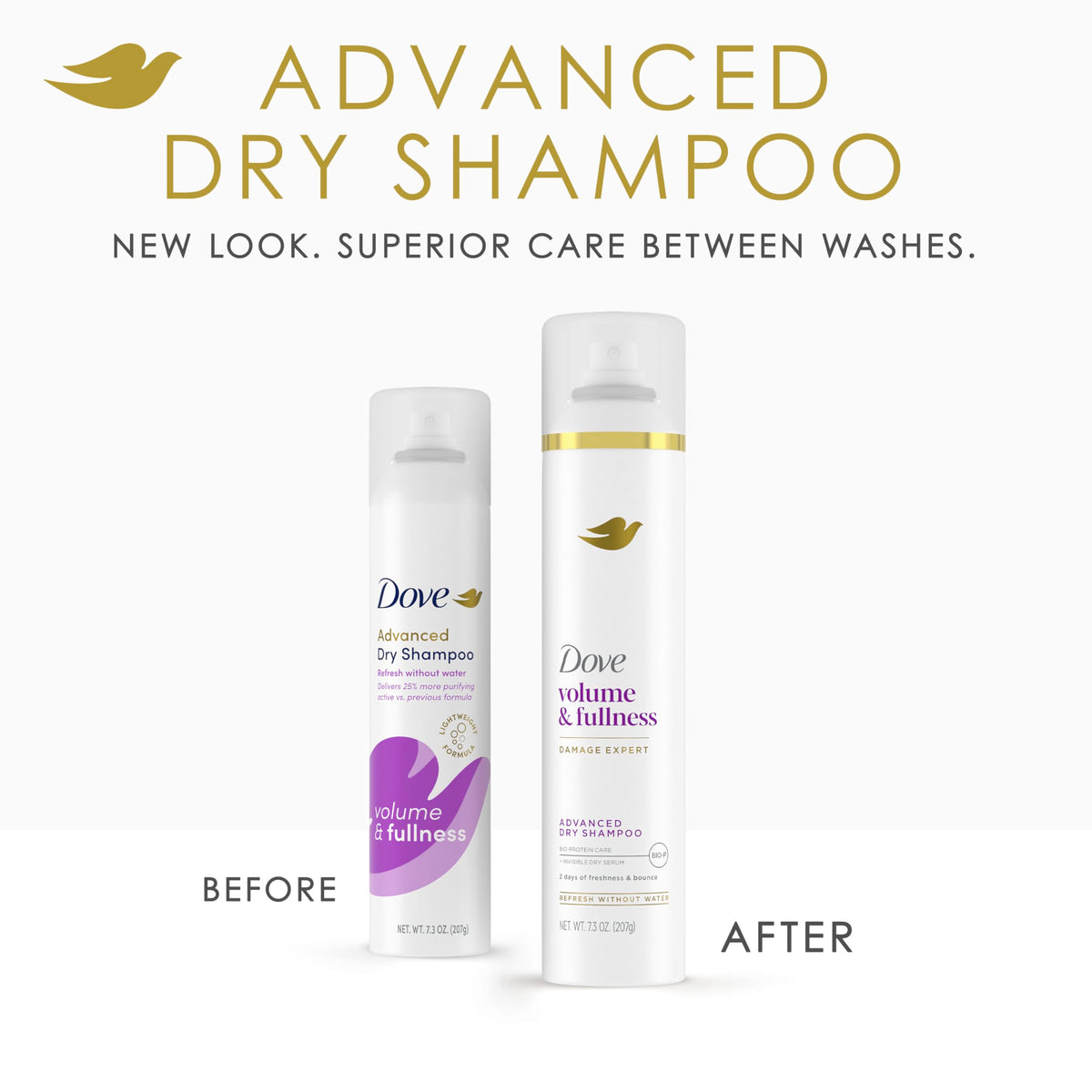 Dove applying dry shampoo to roots for instant lift and bounce