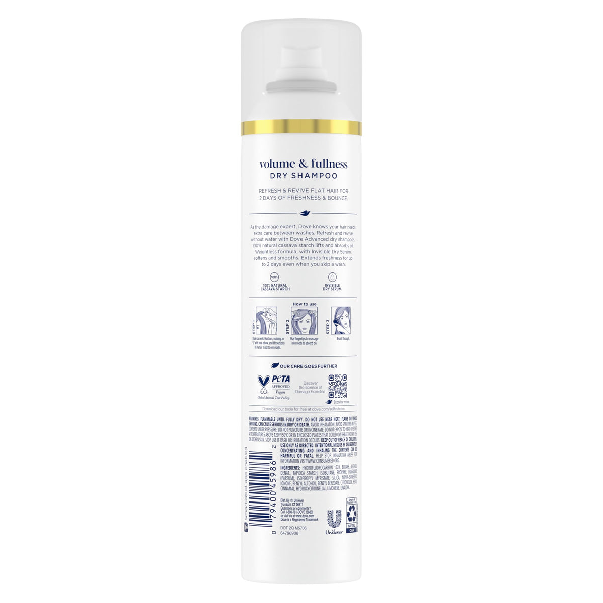 Dove dry shampoo spray action demonstrating quick root mist