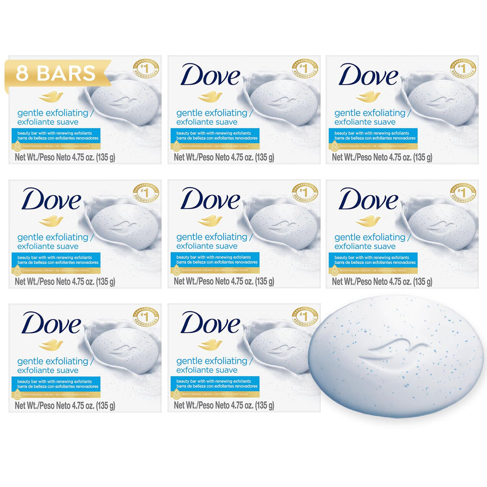 Dove front packaging showing 8-pack and moisturizing benefit
