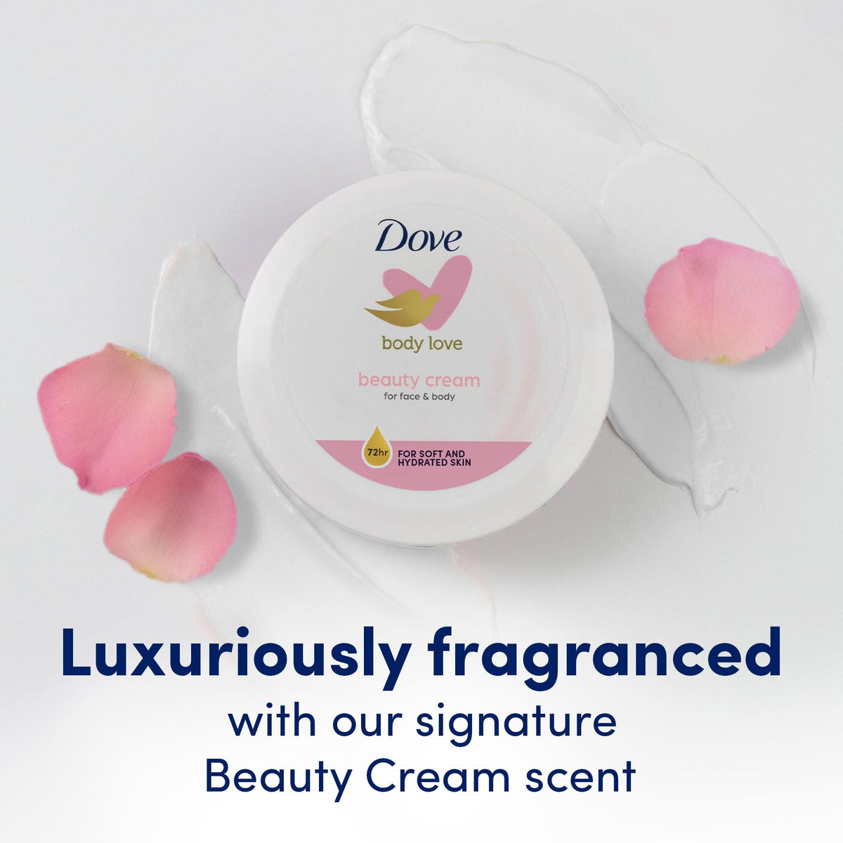Dove cream used on cheek illustrating gentle facial nourishment
