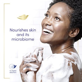 Dove foam lather texture demonstrating creamy, non-drying suds