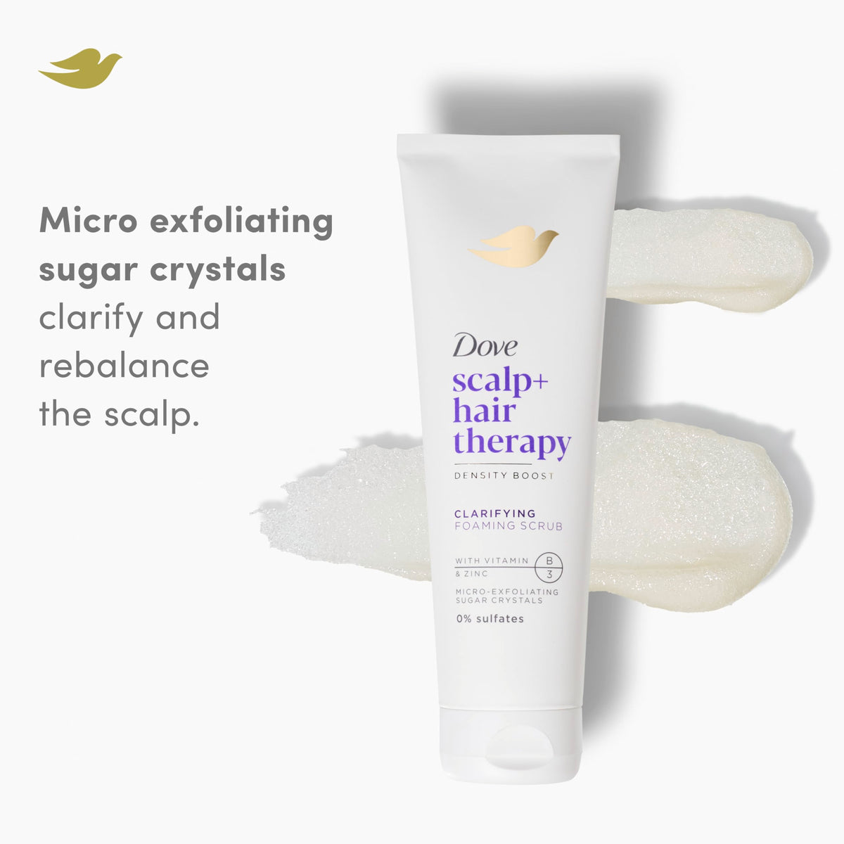Dove foaming scrub dispensed texture demonstrates lightweight foam benefit