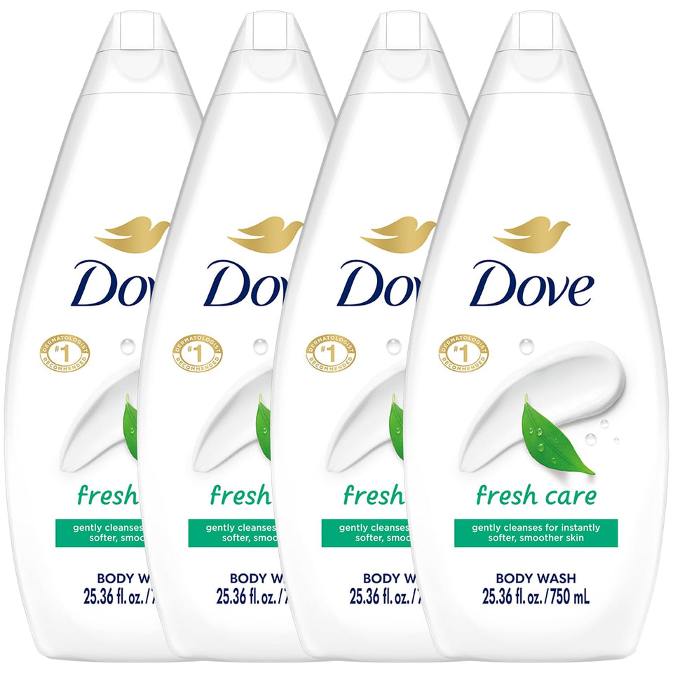 Dove front packaging showing value 4-pack and clear moisturizing benefits