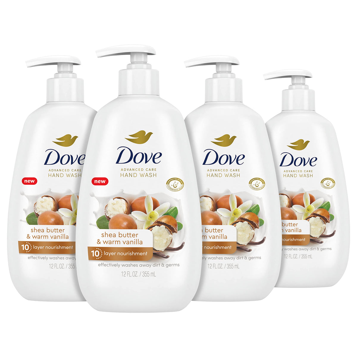 Dove front bottle showing label and size with moisturizing benefit
