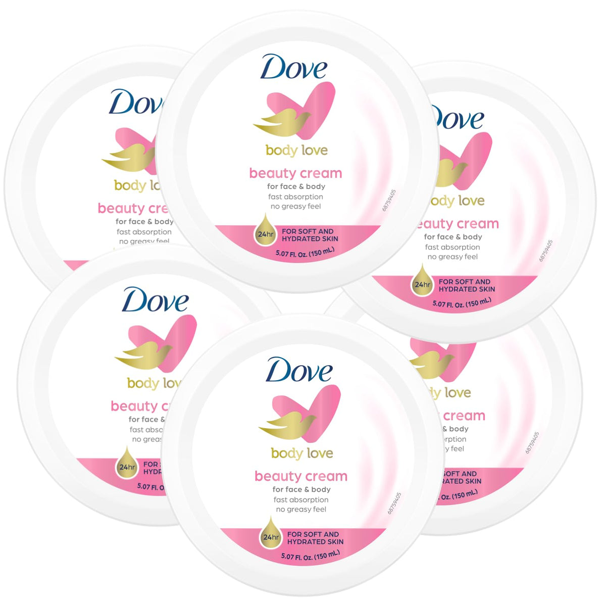 Dove front jar showing product and easy storage benefit