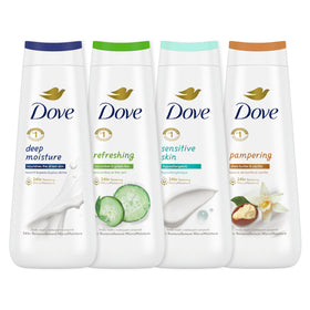 Dove front packaging 4-pack showing all four variants and convenience