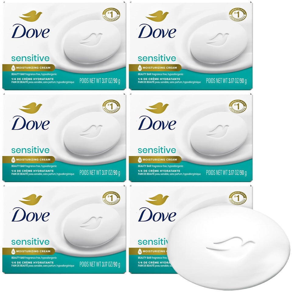 Dove front packaging 6-pack showing product and quantity for convenient supply