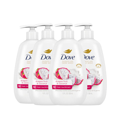 Dove front packaging showing dragon fruit and coconut scent and benefits