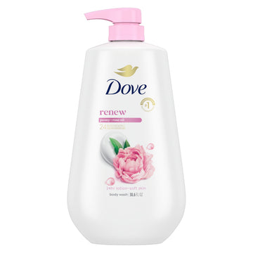Dove front packaging showing Renew Peony & Rose Oil benefits