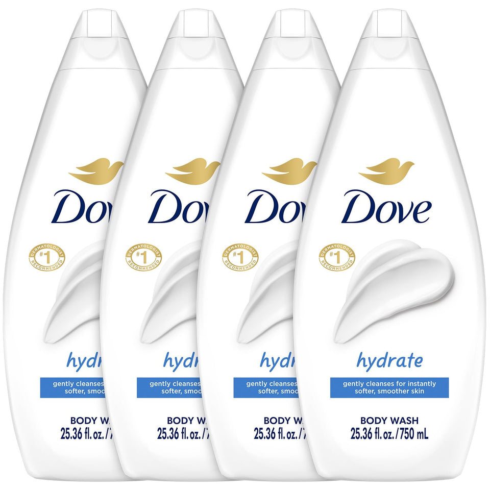 Dove front packaging showing 4-pack and value sizing with moisturizing benefit