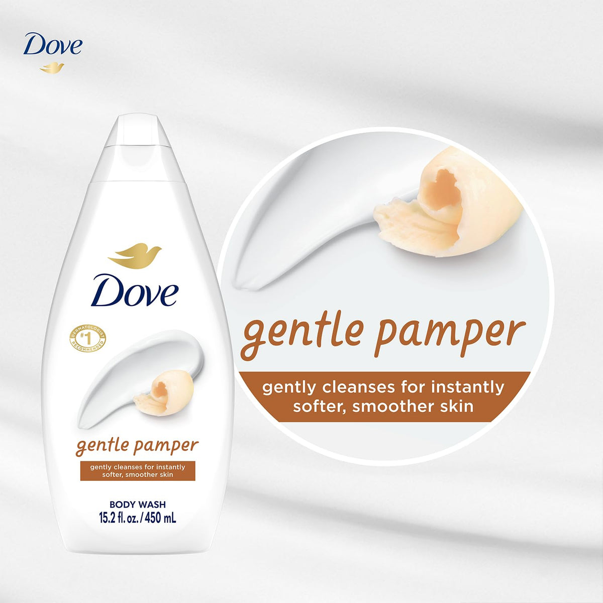 Dove Gentle Pamper in bathroom lifestyle setting suggesting calming shower