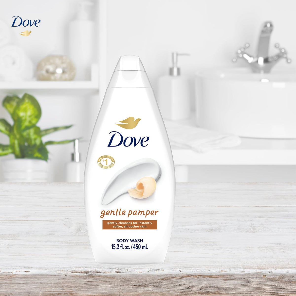 Dove Gentle Pamper ingredients label close-up showing glycerin benefit