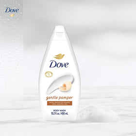 Dove Gentle Pamper size comparison with hand showing portion control