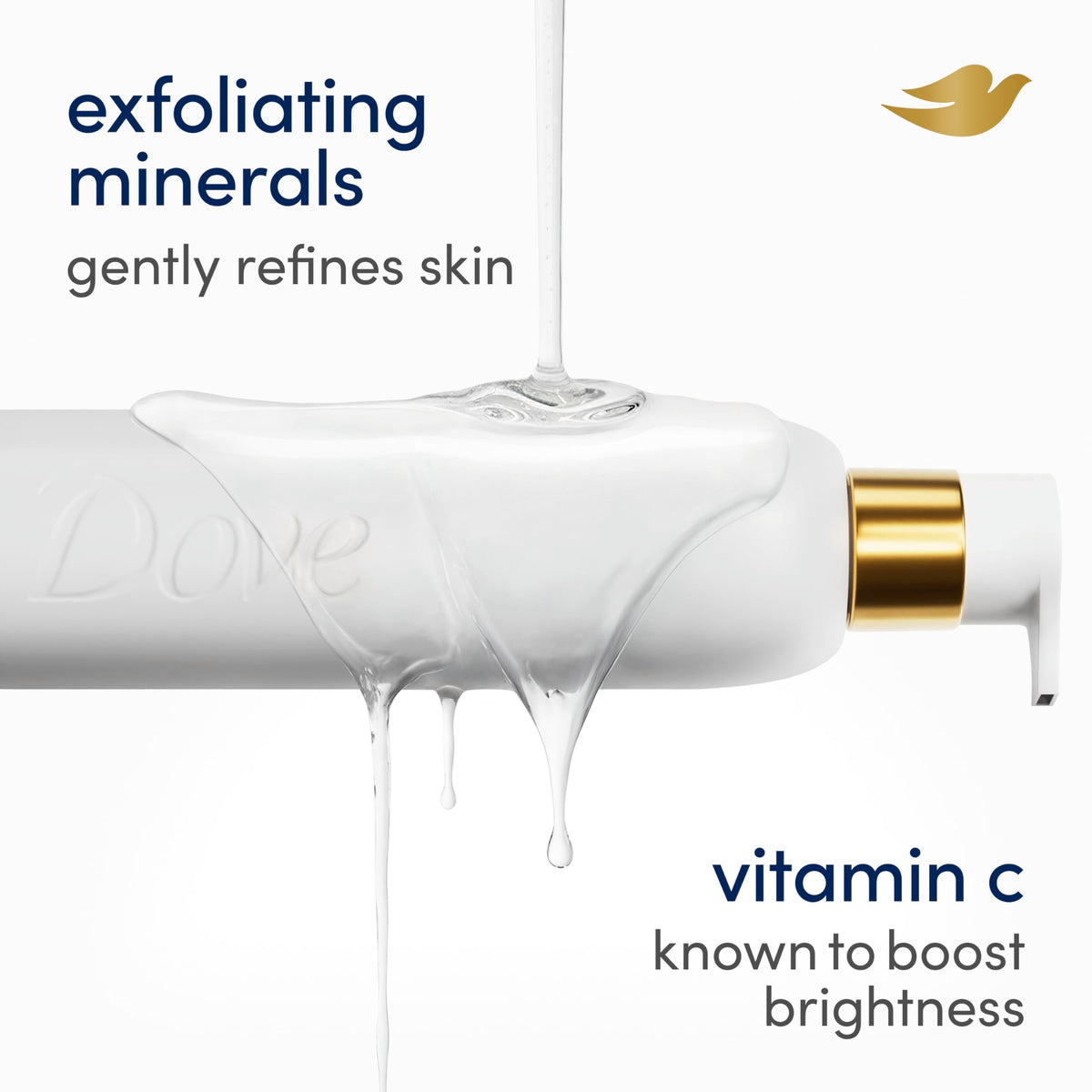 Dove bottle next to everyday items showing the 18.5 oz scale