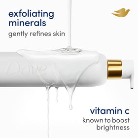 Dove bottle next to everyday items showing the 18.5 oz scale