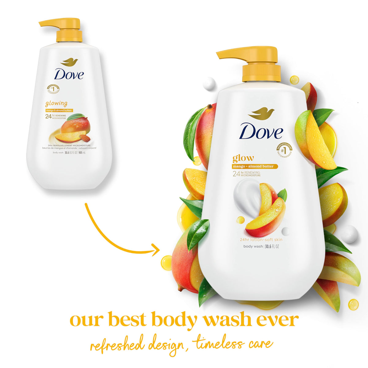 Pump dispensing creamy Dove texture for nourishing moisture