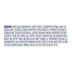 Back of Dove bottle showing 100% recycled plastic symbol and sustainability