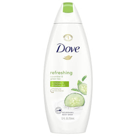 Dove Go Fresh front packaging showing three 12 oz bottles and clear branding for convenience
