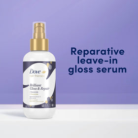 Before and after hair shot with Dove showing shinier, smoother-looking hair after use
