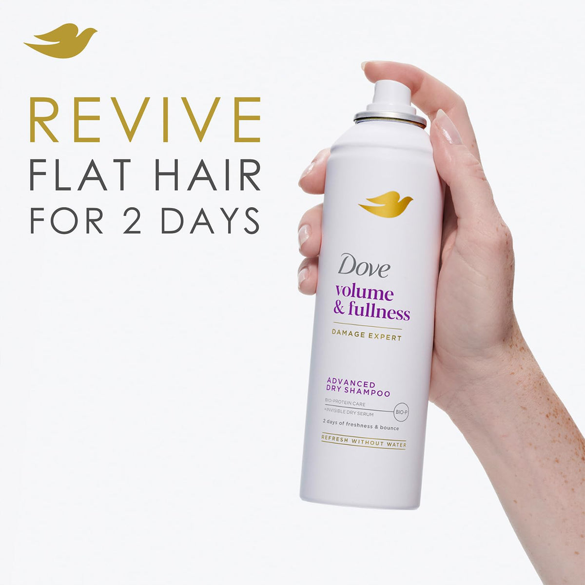 Dove before and after hair comparison showing visible fuller-looking results