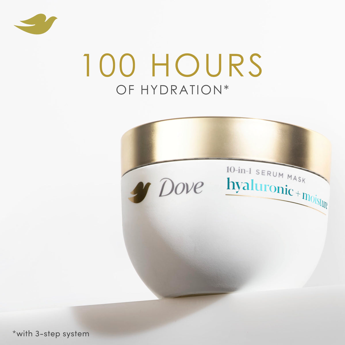 Dove hair mask open jar texture highlighting creamy formula and nourishes