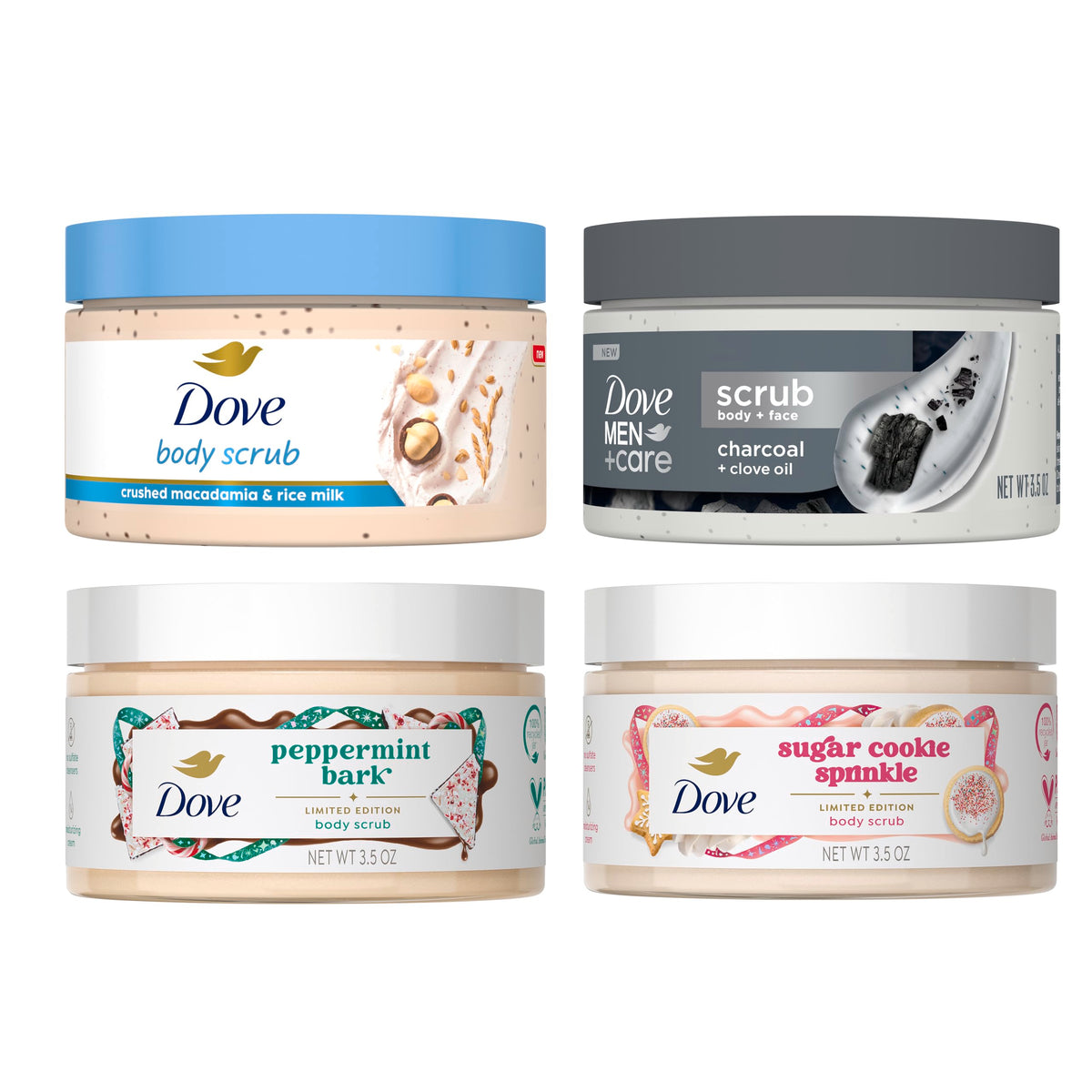 Dove Holiday Treats front packaging showing festive jar and scent benefit