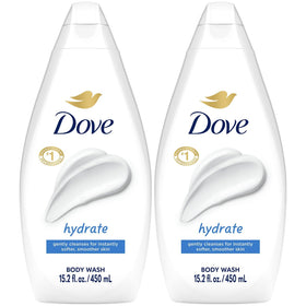 Dove front packaging showing bottle and label benefits