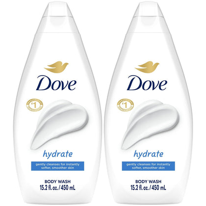 Dove front packaging showing bottle and label benefits