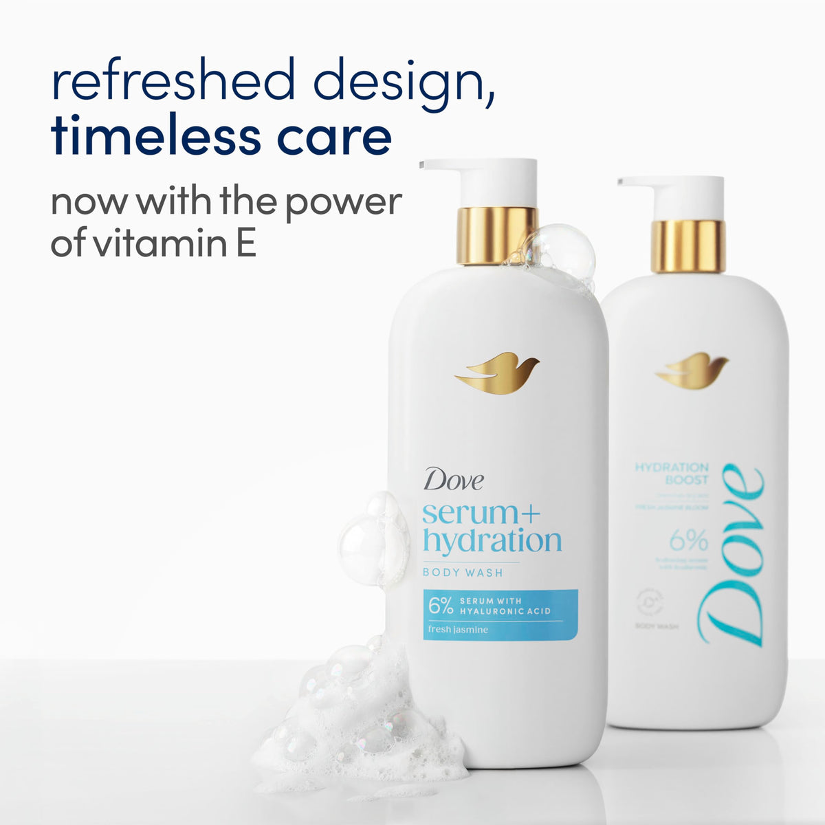 Creamy foam texture from Dove body wash for soft skin finish