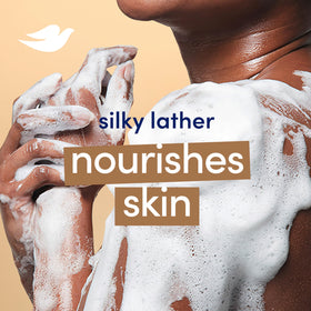 Dove Indulge ingredients label showing plant-based moisturizers benefit