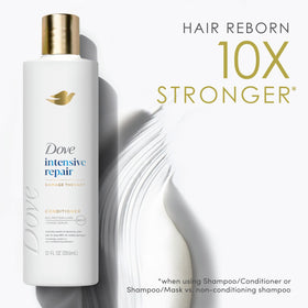 Dove conditioner being applied to wet hair for smoother styling