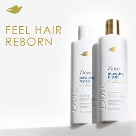 Dove before and after results showing reduced frizz and smoother hair