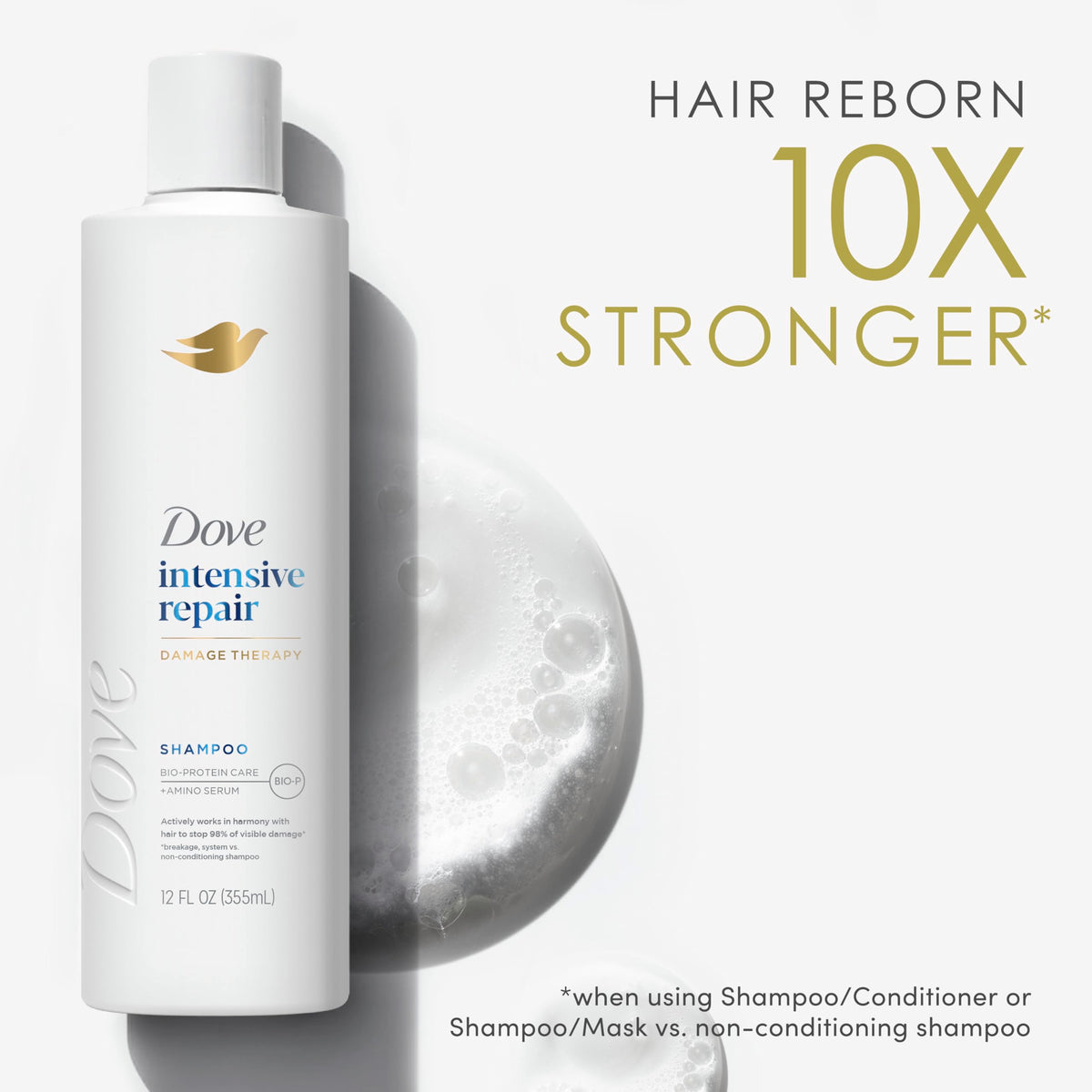 Dove shampoo paired with conditioner illustrating the full repair system