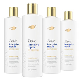 Dove front packaging showing 4-count bottles and repair benefits