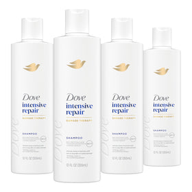 Dove front packaging showing Intensive Repair shampoo benefits and brand