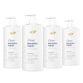 Dove Intensive Repair shampoo front packaging shows brand and bottle benefits